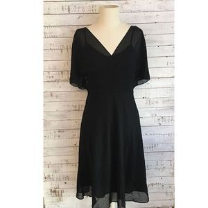 Adrianna Papell Chiffon Swiss Pin Dot Dress